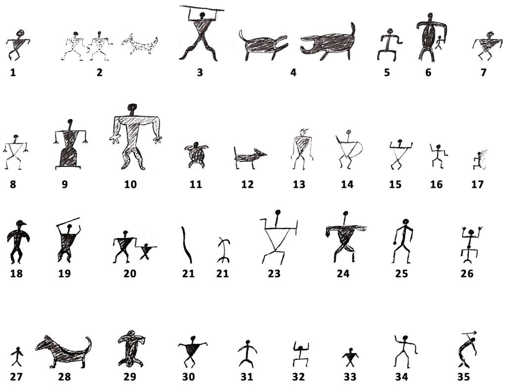Nuu petroglyphs drawn by Winslow Walker